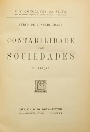 Seller image for CONTABILIDADE DAS SOCIEDADES. for sale by Livraria Castro e Silva