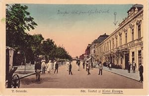 Seller image for Str. Vestel si Hotel Europe. Ansichtskarte in farbigem. Abgestempelt 01.06.1914. for sale by Antiquariat Heinz Tessin