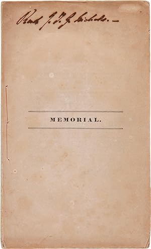 Seller image for MEMORIAL. TO THE LEGISLATURE OF MASSACHUSETTS [caption title] for sale by William Reese Company - Americana