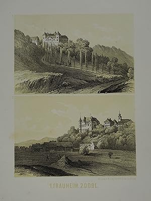 Bild des Verkufers fr 1. Frauheim. 2. Dobl. 2 Ansichten auf einem Blatt. Tonlithographie aus C. Reichert "Einst und Jetzt" Graz 1863-66, jew. 9 x 14 cm (Hochformat) zum Verkauf von Antiquariat Johannes Mller
