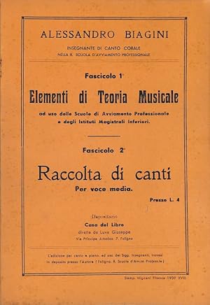 Elementi di teoria musicale. Raccolta di canti per voce media