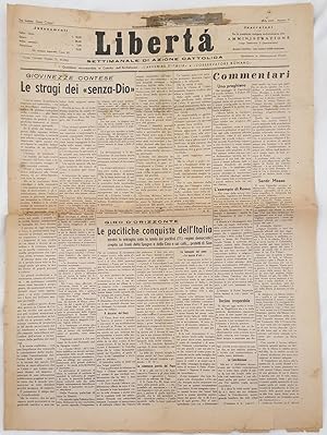 LIBERTA SETTIMANALE DI AZIONE CATTOLICA SASSARI 14 GENNAIO 1938,