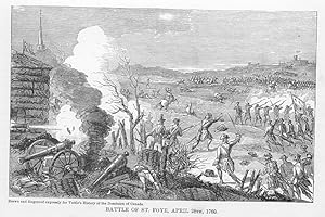 BATTLE OF ST FOYE ON APRIL 28,1760,1877 WOOD ENGRAVING ANTIQUE ART PRINT CANADIAN HISTORICAL VIEW