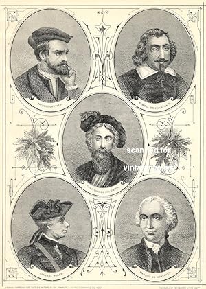 CANADIAN HISTORICAL FIGURES JACQUES CARTIER ,SAMUEL DE CHAMPLAIN, CHRISTOPHER COLUMBUS, GENERAL W...