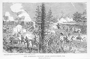 GENERAL JOHNSON'S VICTORY, NEAR CROWN POINT, 1755 - DEATH OF DIASKAU 1877 WOOD ENGRAVING ANTIQUE ...