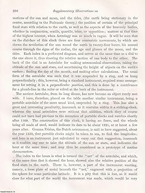 Imagen del vendedor de Supplementary Observations on an Astronomical and Astrological Table-Clock, together with an account of the Astrolabe. An uncommon original article from the journal Archaeologia, 1852. a la venta por Cosmo Books