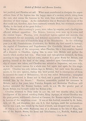 Imagen del vendedor de Sketch of British and Roman London. An uncommon original article from the journal Archaeologia, 1866. a la venta por Cosmo Books