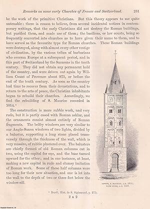 Image du vendeur pour Remarks on some early Churches in France and Switzerland, partly of the time of Charlemagne. An uncommon original article from the journal Archaeologia, 1857. mis en vente par Cosmo Books