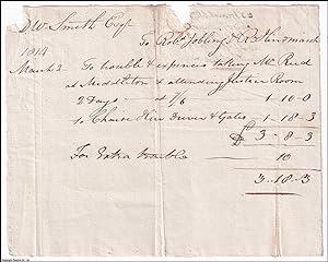 1814. Special Constable Expenses. Handwritten claim from a Mr Smith for the trouble and expenses ...