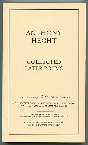 Bild des Verkufers fr Collected Later Poems zum Verkauf von Between the Covers-Rare Books, Inc. ABAA