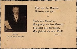 Bild des Verkufers fr Gedicht Ansichtskarte / Postkarte Schriftsteller Johann Wolfgang von Goethe, Edel sei der Mensch zum Verkauf von akpool GmbH