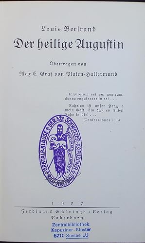 Bild des Verkufers fr Der heilige Augustin. zum Verkauf von Antiquariat Bookfarm