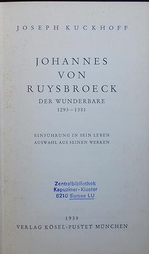 Imagen del vendedor de Johannes von Ruysbroeck. a la venta por Antiquariat Bookfarm