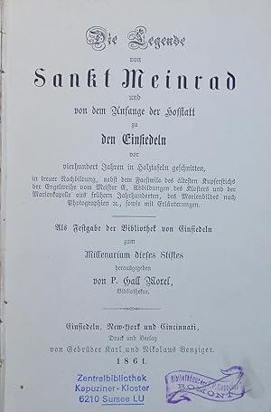 Bild des Verkufers fr Die Legende von Sankt Meinrad. zum Verkauf von Antiquariat Bookfarm