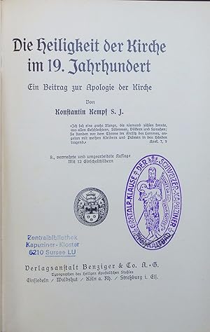 Bild des Verkufers fr Die Heiligkeit der Kirche im 19. Jahrhundert. 8. Aufl. zum Verkauf von Antiquariat Bookfarm