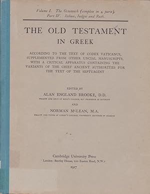 The Old Testament in Greek, vol. 1: The Octateuch, Pt. 4: Joshua, Judges and Ruth The Old Testame...