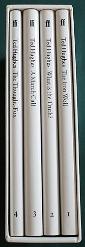 Bild des Verkufers fr Collected Animal Poems: Volume 1. The Iron Wolf. Volume 2. What is the Truth. Volume 3. A March Calf. Volume 4. The Thought-Fox. Slipcase. Signed to Half Title of Volume 1 by Ted Hughes. zum Verkauf von Fountain Books (Steve Moody)