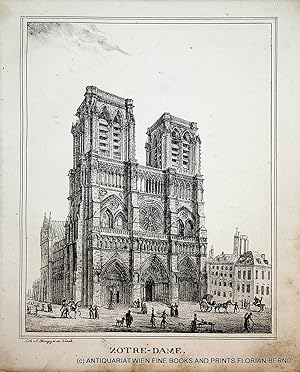 PARIS, Notre Dame original lithograph ca. 1840