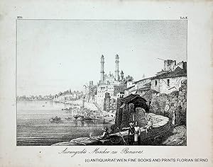 VARANASI, INDIA Benares view, original lithograph 1839