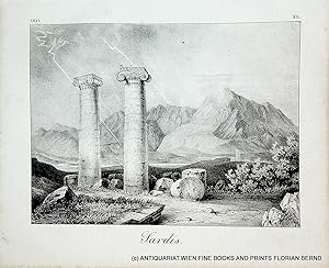 SARDIS, Turkey view, original lithograph 1837