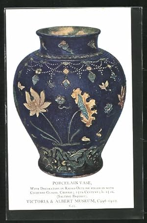 Ansichtskarte Porzellan-Vase mit Blumendekor, Victoria, Albert Museum