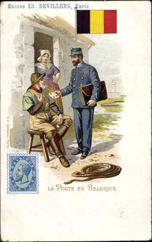 Briefmarken Litho Belgien, La Poste en Belgique, Postbote, Briefträger