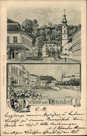 Künstler Ansichtskarte / Postkarte Helpfau Uttendorf Öberösterreich, Kirche, Marktplatz