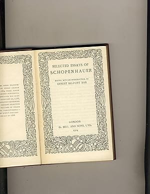Imagen del vendedor de Selected Essays of Schopenhauer a la venta por Richard Lemay