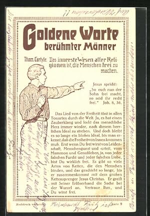 Bild des Verkufers fr Ansichtskarte Goldene Worte berhmter Mnner, Thom. Carlyle im Portrait zum Verkauf von Bartko-Reher
