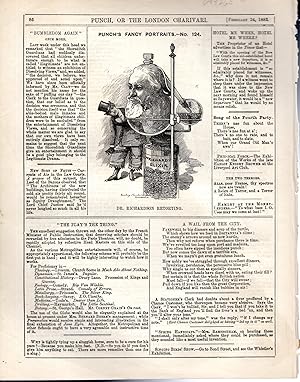 Image du vendeur pour ENGRAVING: "Dr. Richardson Retorting (Punch's fancy Portraits, #124) engraving from Punch Magazine, February 24, 1883 mis en vente par Dorley House Books, Inc.