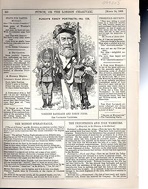 Image du vendeur pour ENGRAVING: "Viscount Ranelagh and Baron Jones (Punch's fancy Portraits, #128) engraving from Punch Magazine, March 24, 1883 mis en vente par Dorley House Books, Inc.