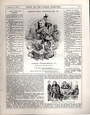 Seller image for ENGRAVING: "Algernon Bertram Mitford (Punch's fancy Portraits, #121) engraving from Punch Magazine, February 3, 1883 for sale by Dorley House Books, Inc.