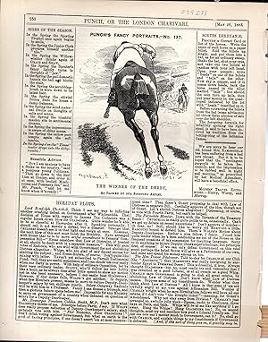 Seller image for ENGRAVING: "The Winner of the Derby" (Dangers Ridden By Jockey Jem Chapple) (Punch's Fancy Portraits, #137) engraving from Punch Magazine, May 24, 1883 for sale by Dorley House Books, Inc.