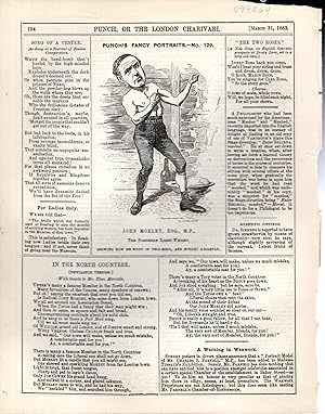 Seller image for ENGRAVING: "John Morley, Esq. (Punch's fancy Portraits, #129) engraving from Punch Magazine, March 31, 1883 for sale by Dorley House Books, Inc.