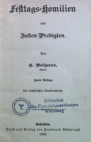 Bild des Verkufers fr Festtags-Homilien und Fasten-Predigten. zum Verkauf von books4less (Versandantiquariat Petra Gros GmbH & Co. KG)