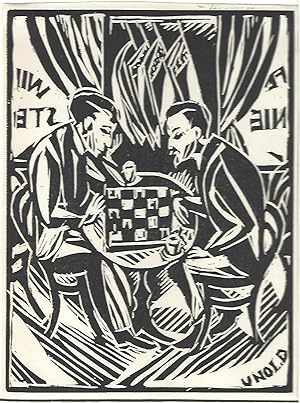 Schachspieler. Holzschnitt. Um 1920.