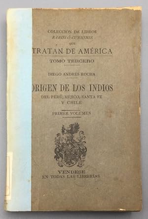 Imagen del vendedor de Tratado nico y singular del Origen de los indios del Per, Mjico, Santa Fe y Chile. Primer volumen a la venta por Els llibres de la Vallrovira