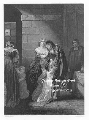 LORD W. RUSSEL'S LAST INTERVIEW WITH HIS FAMILY,ca. 1870s Steel Engraving