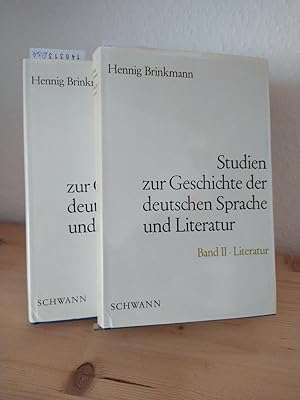 Image du vendeur pour Studien zur Geschichte der deutschen Sprache und Literatur. [Von Hennig Brinkmann]. 2 Bnde - Band 1: Sprache. - Band 2: Literatur. mis en vente par Antiquariat Kretzer