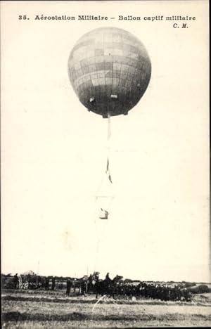 Ansichtskarte / Postkarte Aerostation Militaire, Ballon captif militaire, Militärballon, Fesselba...