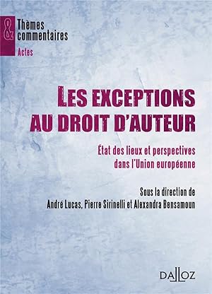 Image du vendeur pour les exceptions au droit d'auteur ; tats des lieux et perspectives dans l'Union europenne mis en vente par Chapitre.com : livres et presse ancienne