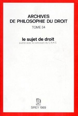 Bild des Verkufers fr Le Sujet de droit zum Verkauf von Chapitre.com : livres et presse ancienne
