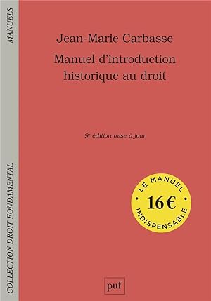 manuel d'introduction historique au droit (9e édition)
