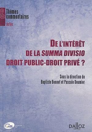 Seller image for De l'intrt de la summa divisio droit public-droit priv ? for sale by Chapitre.com : livres et presse ancienne