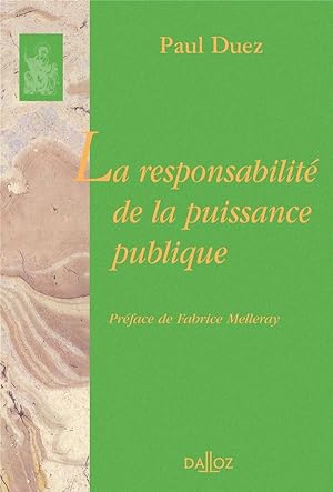 Image du vendeur pour la responsabilit de la puissance publique mis en vente par Chapitre.com : livres et presse ancienne