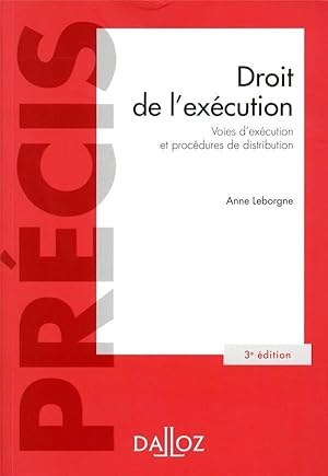 Imagen del vendedor de droit de l'excution ; voies d'excution et procdures de distribution a la venta por Chapitre.com : livres et presse ancienne