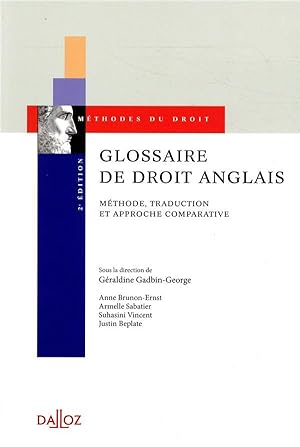Seller image for glossaire de droit anglais for sale by Chapitre.com : livres et presse ancienne