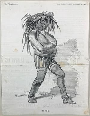 "Triton"; N°15 von der Serie "Souvenirs du Bal Chicard. Dicker Mann in Poseidon Kostüm, Algenhut ...