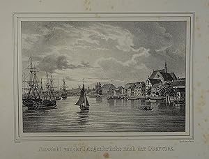 Bild des Verkufers fr Aussicht von der Langenbrcke nach der Oberwiek. Lithographie v. Ludwig Eduard Ltke. Berlin, Knigl. Lith. Institut um 1840, 13,5 x 20 cm zum Verkauf von Antiquariat Johannes Mller