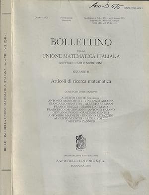Bild des Verkufers fr Bollettino della Unione matematica Italiana ottobre 2006 Sezione B Articoli di ricerca matematica zum Verkauf von Biblioteca di Babele
